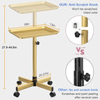 Salon Tray Cart, Salon Rolling Tray Adjustable Height, Tattoo Tray, SPA Rolling Trolley Tray for Beauty Hairstylist Dental Clinic,Champagne Gold