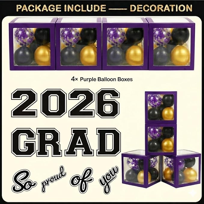 Black and Purple Graduation Decorations Class of 2026 - Image 4