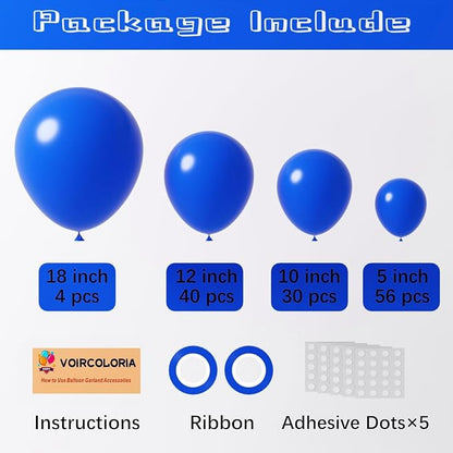 Voircoloria 130pcs Blue Balloons Garland Arch Kit, 18 12 10 5 Inch | - Image 2