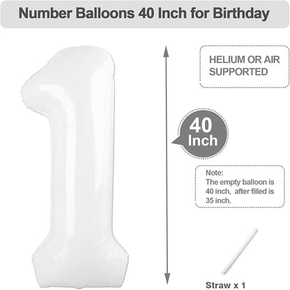 Number Balloons 40 Inch White 0 Balloon - Image 5
