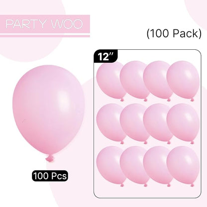 PartyWoo Baby Pink Balloons 100pcs Pastel Pale Pink Color 12 Inch | Balloons - Image 6