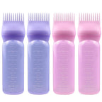 ELANE 4PCS Hair Oil Applicator Bottles - Root Comb Bottles for Scalp Oil and Hair Oiling, 6oz (2 Pink + 2 Purple)