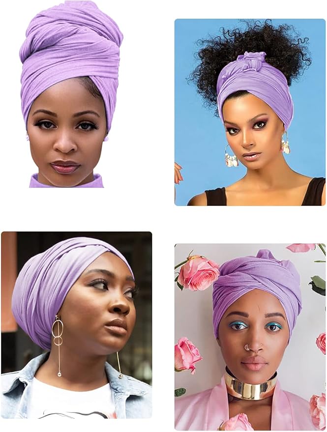 Harewom Head Wraps for Black Women Stretch Head Scarf Long African Hair Wraps Turban Headwraps Jersey Headbands