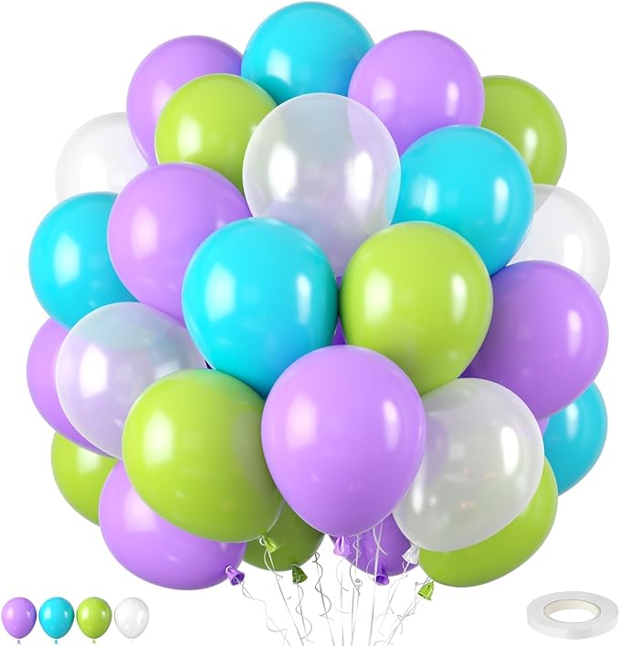 Blue Green and Purple Balloons, Balloon 50PCS 12 Inch Fruit Green Teal Blue by FEYG