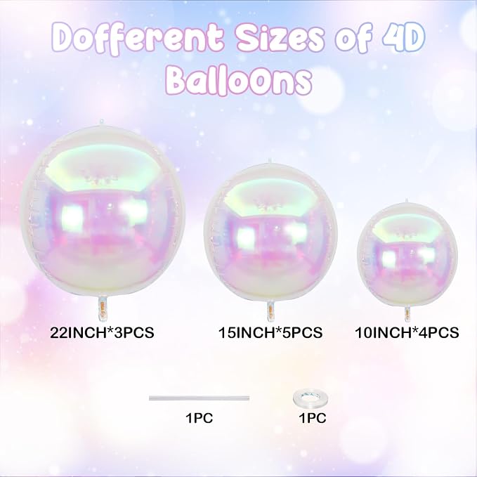 HILAVO 12PCS Iridescent Round Foil Balloons - Image 2