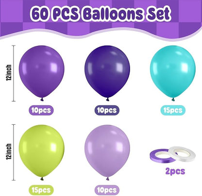 Paready Purple Green Balloons Set, 12 Inch Fruit Green Metallic Light Purple - Image 2