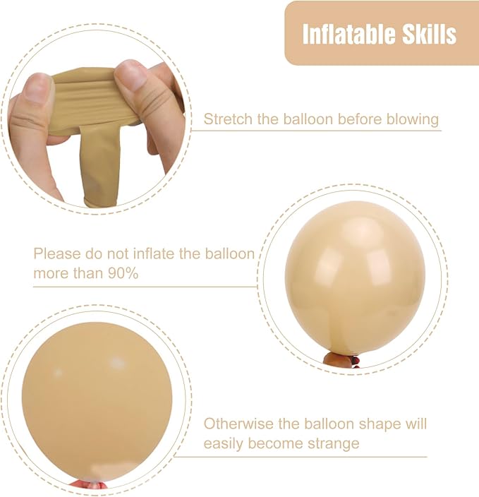 RUBFAC Light Brown Different Sizes Beige Vanilla Balloon Arch 129pcs | Neutral - Image 3