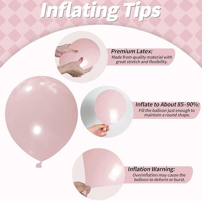 Pink and White Balloons, 12 Inch Double Stuffed Pearl Dusty Blush Baby Light - Image 8