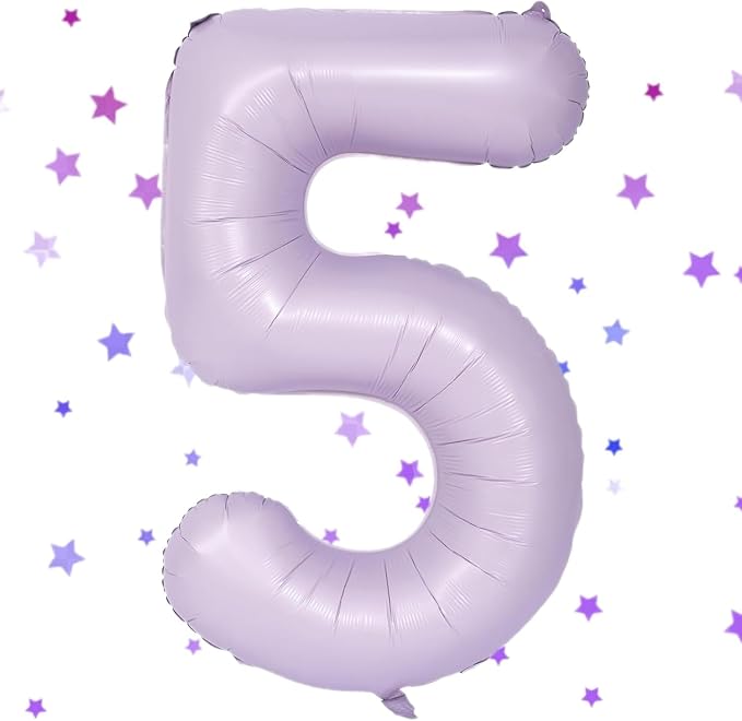 40 Inch Purple Number Balloons Light Purple 5 Balloon Matte Purple Birthday by Yeodong