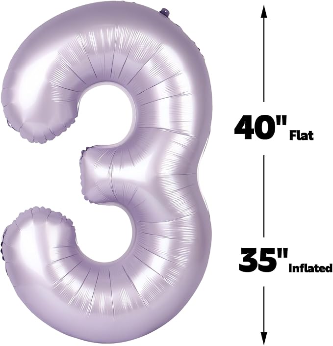 Large 40 Inch Lavender 3 Number Balloon, 3 13 23 30 33 36 38 Lilac Birthday - Image 3