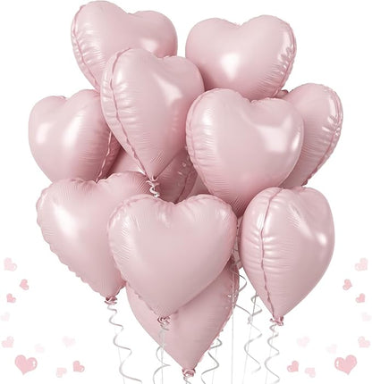Baby Pink Heart Balloons, 18 Inch Pink Heart Balloons, Pastel Pink Helium Foil by TAOYE