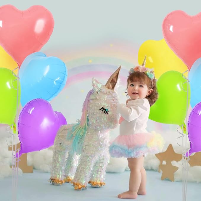 TONIFUL 30 Pcs 18 Inch Pastel Colorful Heart Shape Foil Mylar Balloons | - Image 5