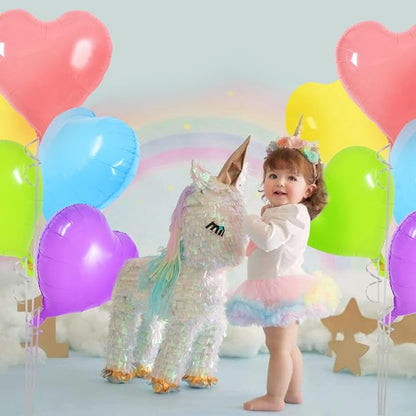 TONIFUL 30 Pcs 18 Inch Pastel Colorful Heart Shape Foil Mylar Balloons | - Image 5