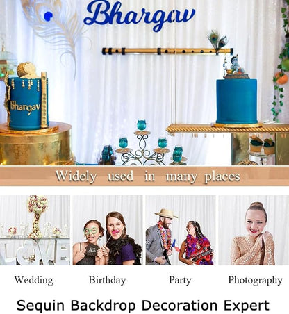 ShinyBeauty 4FTx7FT White Sequin Backdrop, Elegant Wedding & Party Decor - Image 6