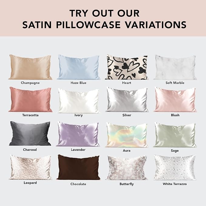 Kitsch Satin Pillowcase, Softer Than Silk Pillow Cases, Cooling Pillow Covers, King Size Pillow Cases Set of 2, Satin Pillowcase with Zipper for Hair, Skin & Quality Sleep, 19"x36" Blush, 2pcs