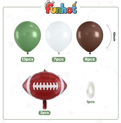 Football Balloons, 12 Inch Sage Green and Coffee Brown Balloons - Image 2
