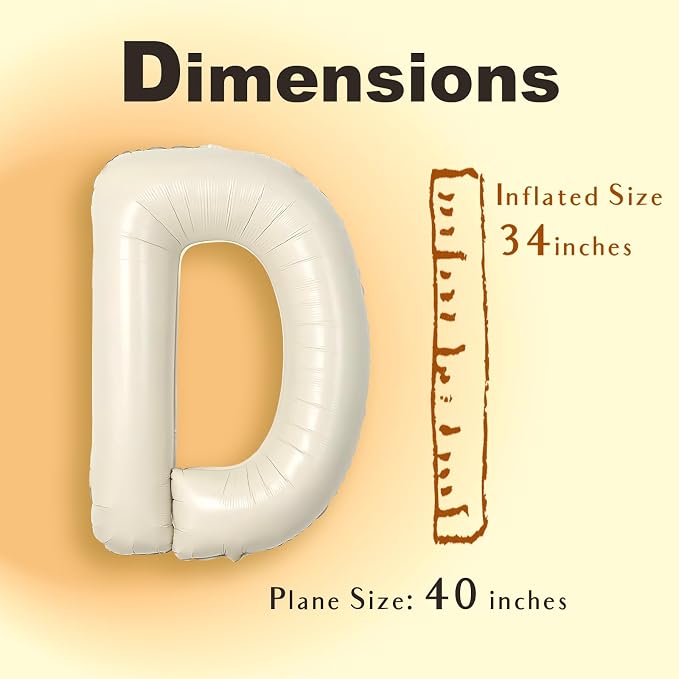 SUWEN 40 Inch Cream Large D Letter Balloons Big Foil Helium A-Z | Jumbo Mylar - Image 6