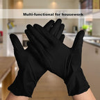 Disposable Gloves Medium, Nitrile and Vinyl Blend Material Gloves, Latex Free, 4 Mil 200 Pc Food Grade Glove for Cleaning, Food Prep, Hair Dye, Tattoo, Black