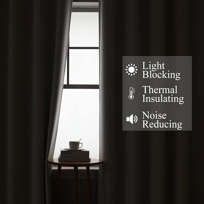 Beige and Grayish White Blackout Curtains & Drapes - Image 3