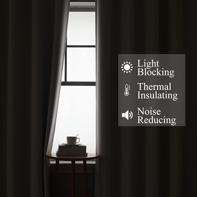 Full Room Darkening Blackout Curtains 72 Inch Length 2 Panels Set, Ombre - Image 3