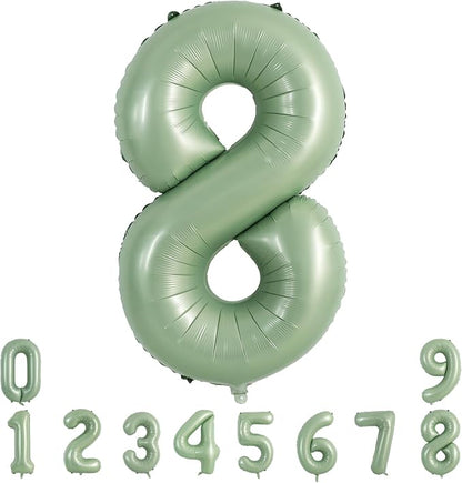 TONIFUL 40 Inch Sage Green Large Number 8 Balloon by TONIFUL