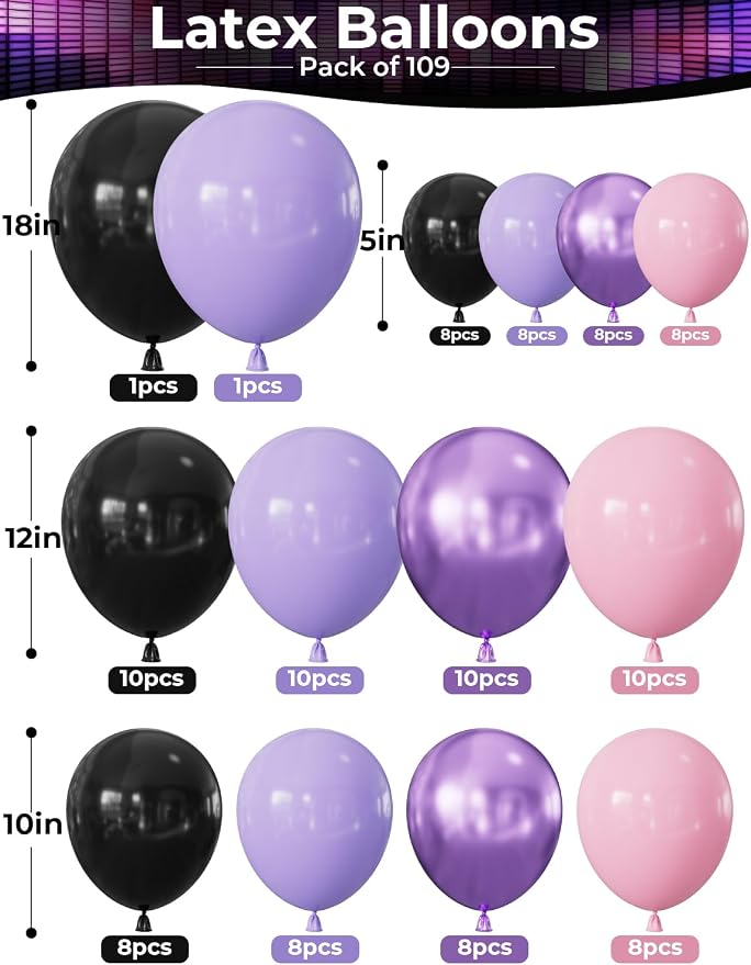 Pink and Purple Balloon Arch Garland Kit, Trendy Music Birthday Decorations - Image 2