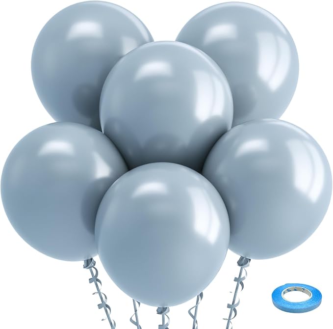 Bezente Dusty Blue Balloons 18 Inch 30 Pack Latex Large Thick | Haze Blue Big by Bezente