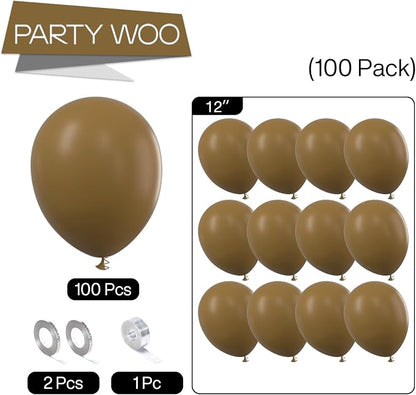 PartyWoo Brown Balloons 100pcs Boho Neutral Coffee Tan Fall Color | 12 Inch - Image 5