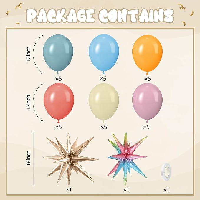 Boho Rainbow Balloons, 12 Inch Pastel Colorful Balloons - Image 2