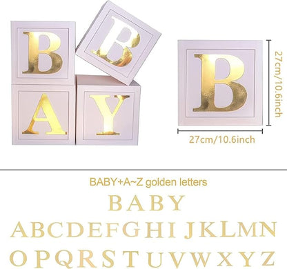 QIFU Baby Shower Decorations 4pcs Baby Balloon Boxes Blocks - Image 3