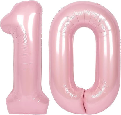 SUWEN 40 Inch Pink Large 10 Balloon Numbers Big Foil Helium Number Balloons 0-9 by SUWEN