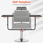 TASALON Salon Metal Tray Attached to Chair 360 Degree Rotation Barber Chair Tray for Dental, Cart with 2 Magnetic Bowls,Fully Adjustable Hairstylist for Barber Tattoo Tools