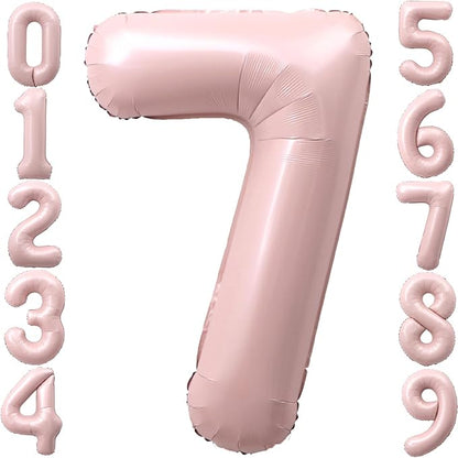 40 Inch Light Pink Number 7 Foil Big 0-9 Giant Digital Balloon | 7th by SULALABOO
