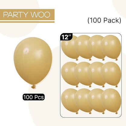 PartyWoo Tan Balloons 100 pcs 12 Inch Light Brown Neutral Boho Coffee Latex - Image 7
