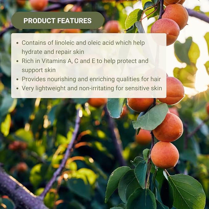 Apricot Kernel Oil - Direct from Spain and Turkey - 100% Pure Carrier Oil for Hair, Face, and Skin - Cold-Pressed Carrier Oils - (16 oz) 1 Pack