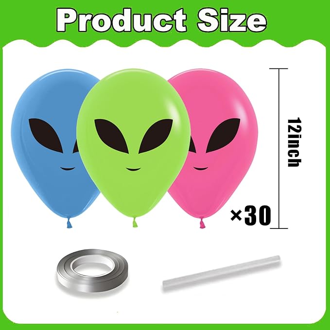 30pcs 12" Alien Balloons UFO Balloons - Image 2