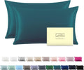 Silk Pillow Cases 2 Pack Soft Breathable and Sliky Standard Size Pillow Cases Set of 2,Natural Mulberry Satin Silk Pillowcase with Hidden Zipper for Hair and Skin (Teal,20"X 26",2pcs)