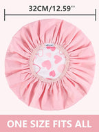 Years Calm Shower Caps For Women Reusable Waterproof，Pattern And Solid Color Dual-Layer Design For Dual-Layer Usable，Protects Hair In Shower, Spa, Cooking, Clean & Travel (Pink, One Size)