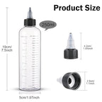 Cosywell Applicator Bottle for Hair Dye 8.5oz 2 Pack With Graduated Scale, Twist-On Top Tip Cap, Empty Plastic Color Oil Squeeze Bottles