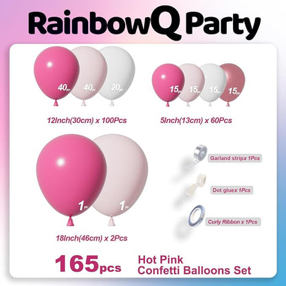 RainbowQ 165 Pcs Hot Pink Balloons Arch Kit Different Sizes Garland | Metallic - Image 3