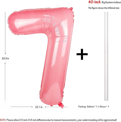 Macaron Pink Number 7 Balloon 40in Large Helium Foil Polyester Film Balloon | - Image 2