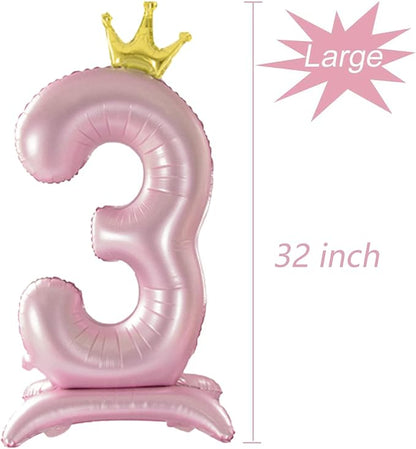 Crown Pink Number 3 Balloon - Image 2