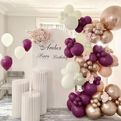 MEBAY Plum Purple White Gold Balloon Arch Kit - Image 5