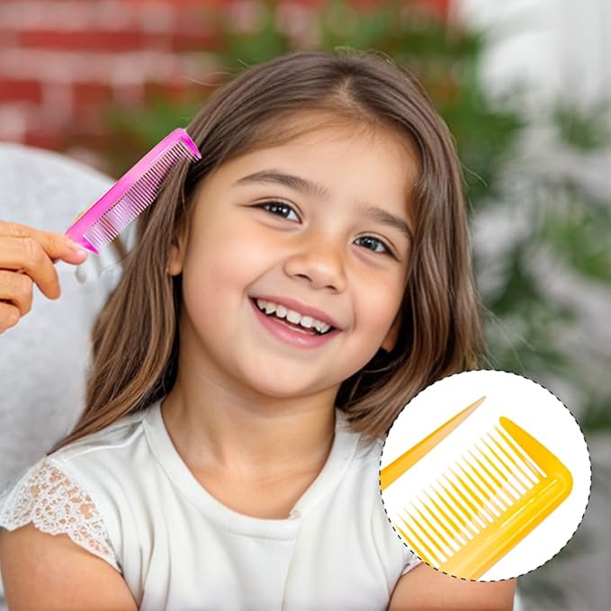 Yellow Hair Styling Combs Set - Wide-Tooth, Fine-Tooth, Rat Tail, and Dual Comb for Men and Women