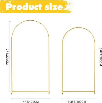 Gold Metal Wedding Arch Backdrop Stands Set of 2, Metal Square Balloon Arch - Image 2