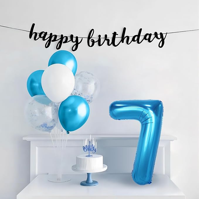 40 Inch Blue Number Balloons, Helium Mylar Foil Number Balloons - Image 5