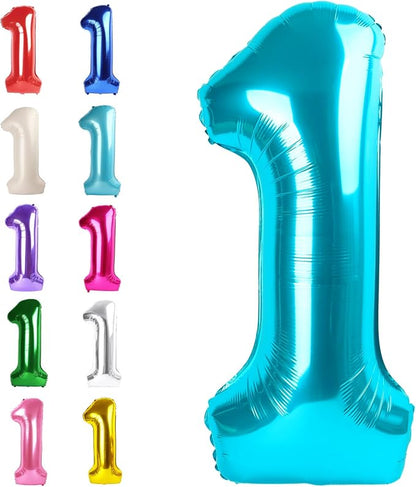 Blue Number 1 Balloon 40 inch, Balloon numbers party supplies, deco photo shoot by Upgesy