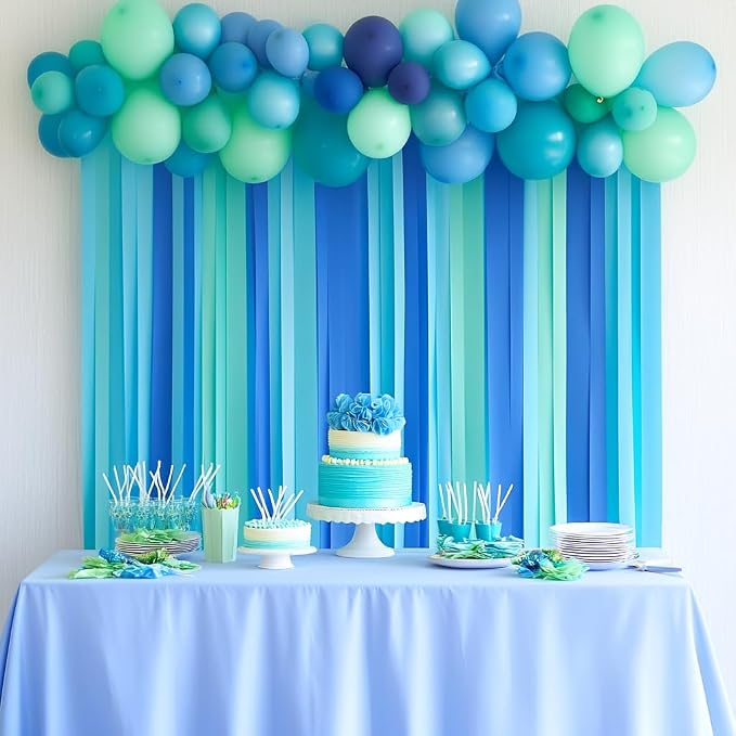 6 Blue Streamers, 492ft Pack of Crepe Paper Bachelorette Party Decorations | - Image 2