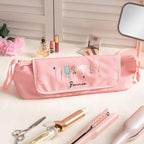 callie Custom Hair Tools Travel Bag, Personalized Portable Hair Accessories Organizer Case Storage Pouch with Heat Resistant Mat, Birth Flower Gifts for Women Men, 18" x 4.7" × 5.9"