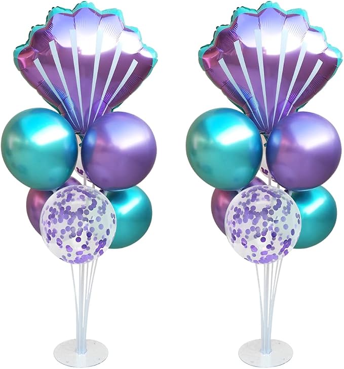 Mermaid Table Centerpiece Balloons Stand Kit 2 Sets by VNSUCVPARTYSUPPLIER